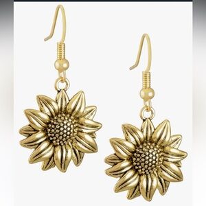 Gold Sunflower dainty feminine  Earrings